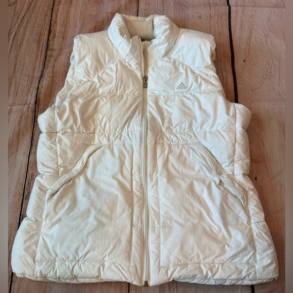 Adidas DuPont Downlining Size Large Off White Quilted Zipper Women’s Vest - Picture 1 of 8